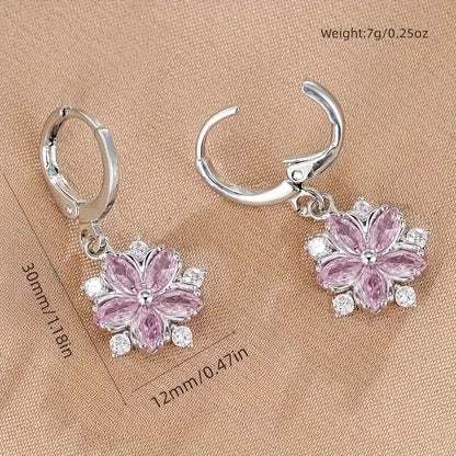 New Style Temperament Pink Flower Earrings Girls Christmas Gift Birthday Party Accessories