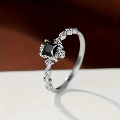 Black Square Cubic Zirconia Ring