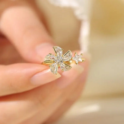 Charming 360° Rotating Crystal Windmill Ring - Fade-Resistant, Exquisite Jewelry