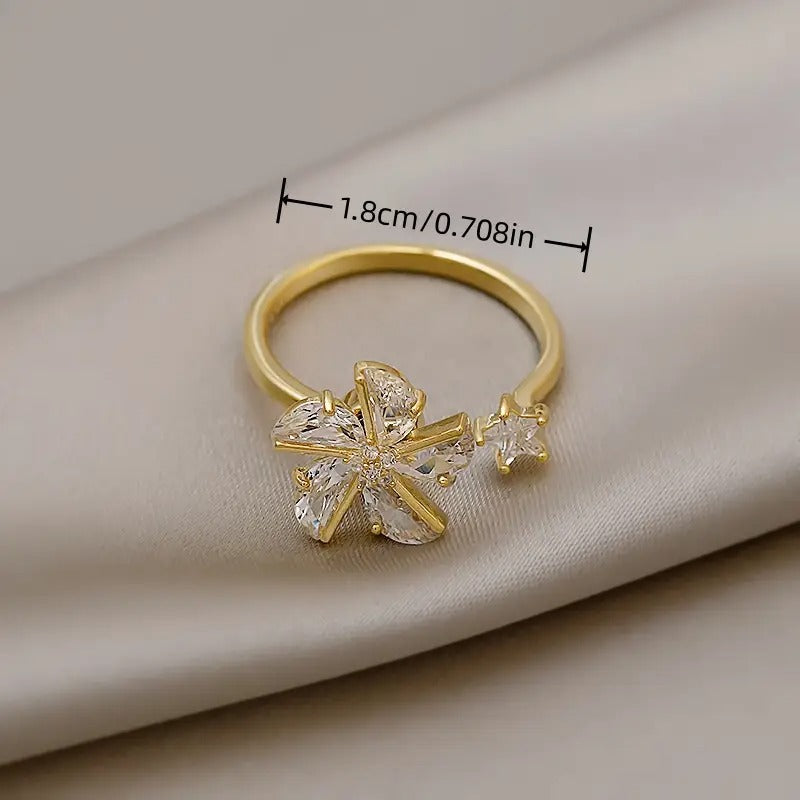 Charming 360° Rotating Crystal Windmill Ring - Fade-Resistant, Exquisite Jewelry