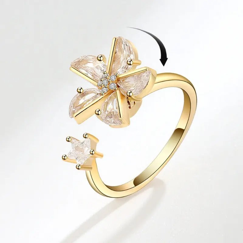 Charming 360° Rotating Crystal Windmill Ring - Fade-Resistant, Exquisite Jewelry