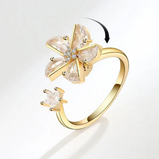 Charming 360° Rotating Crystal Windmill Ring - Fade-Resistant, Exquisite Jewelry