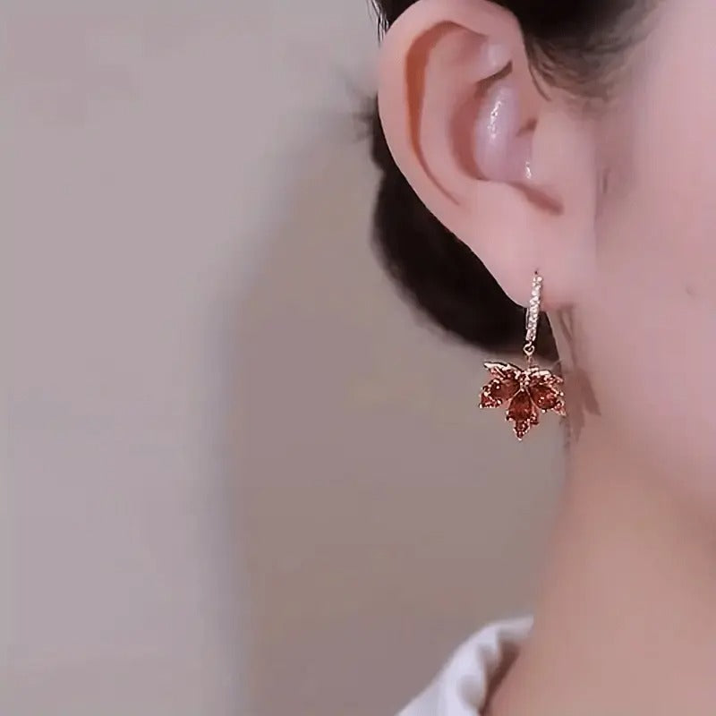 New Style Temperament Pink Flower Earrings Girls Christmas Gift Birthday Party Accessories