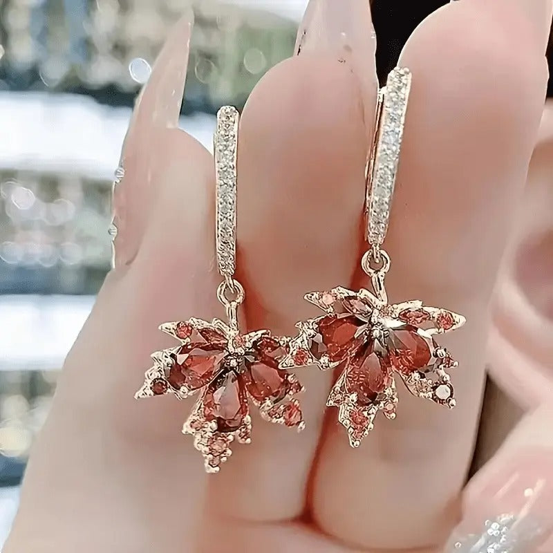 New Style Temperament Pink Flower Earrings Girls Christmas Gift Birthday Party Accessories