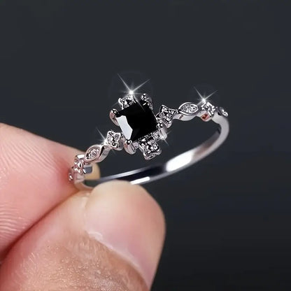 Black Square Cubic Zirconia Ring