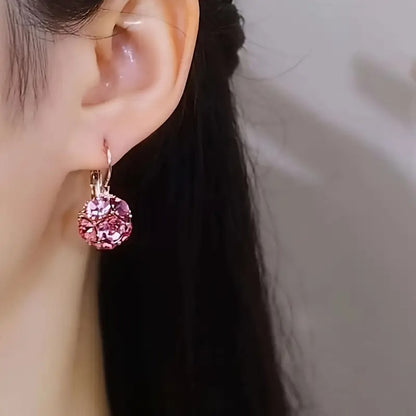 1 Pair Elegant Boho-Style Pink Rhinestone Dangle Earrings Zinc Alloy with Copper Post, Fashionable Daily