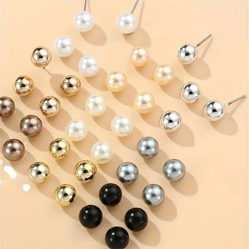 18 Pairs/Set of Women's Fashion Earrings Imitation Pearl Earrings for Party, Vacation and Valentine's Day Gifts