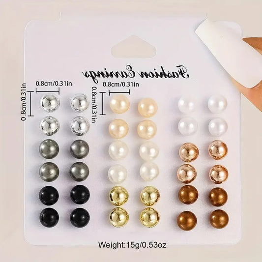 18 Pairs/Set of Women's Fashion Earrings Imitation Pearl Earrings for Party, Vacation and Valentine's Day Gifts