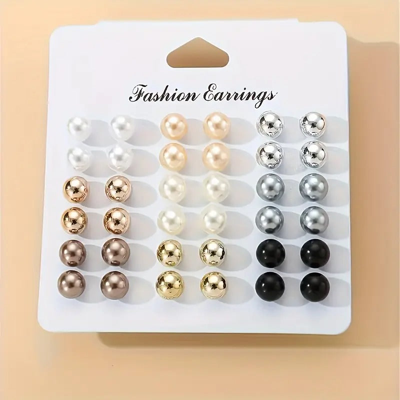 18 Pairs/Set of Women's Fashion Earrings Imitation Pearl Earrings for Party, Vacation and Valentine's Day Gifts