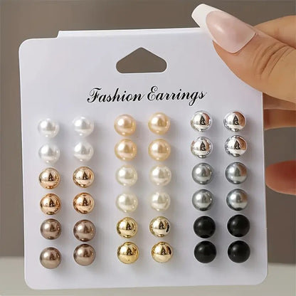 18 Pairs/Set of Women's Fashion Earrings Imitation Pearl Earrings for Party, Vacation and Valentine's Day Gifts