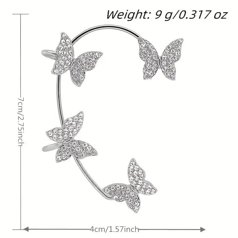 Butterfly Hanging Ear Cuff Non Pierced Clip On Earrings Jewelry For Women Girls