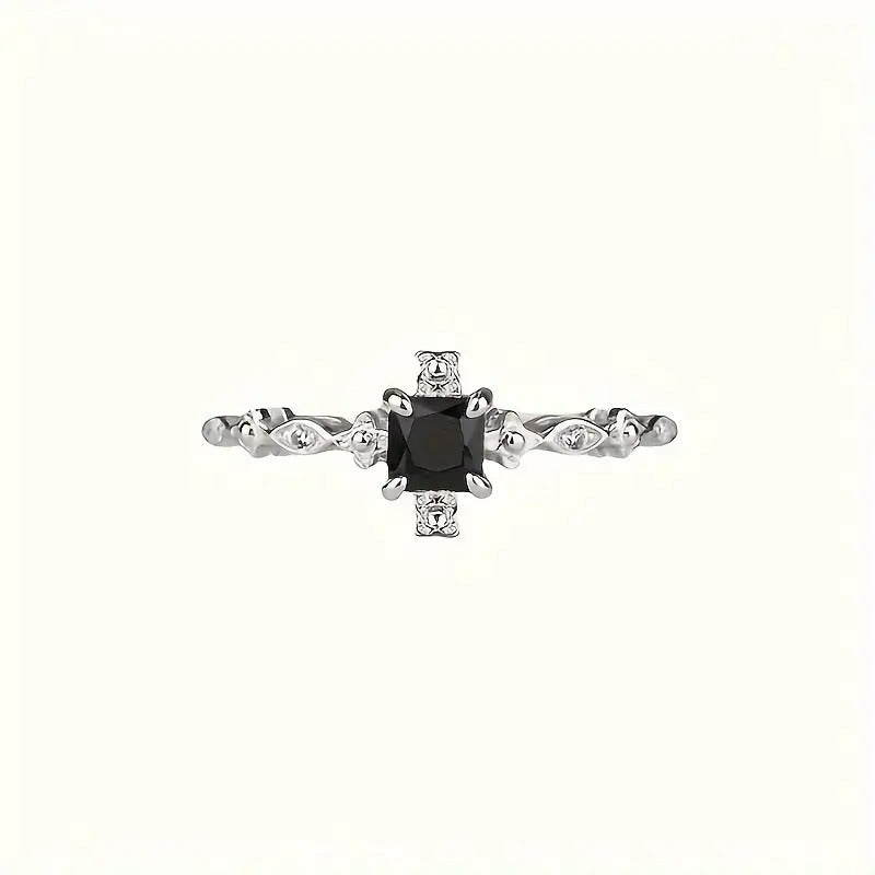 Black Square Cubic Zirconia Ring