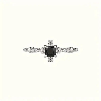 Black Square Cubic Zirconia Ring