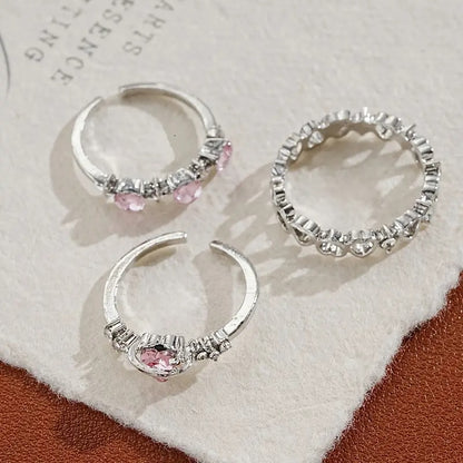 3 PCS Zirconia Sweet Cool Girl Style Love Imitation Ring