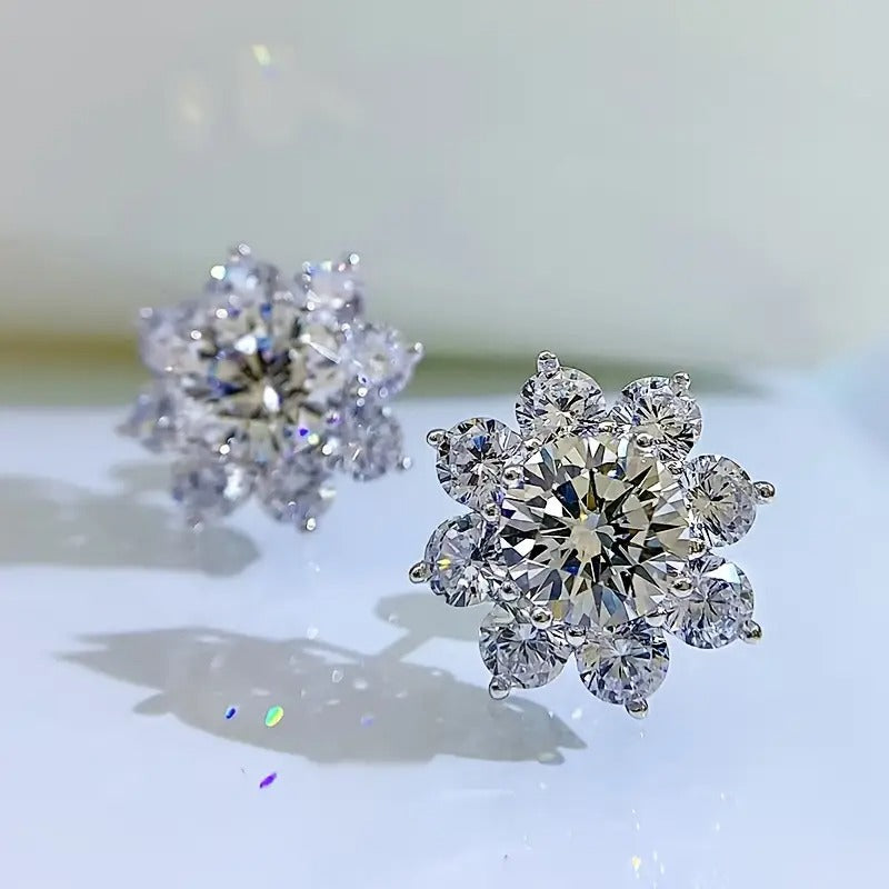 Zircon  Flower Earrings Luxurious And Versatile Sunflowers