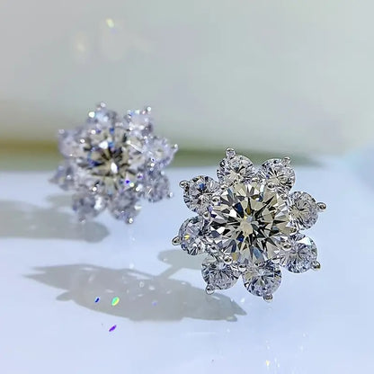 Zircon  Flower Earrings Luxurious And Versatile Sunflowers